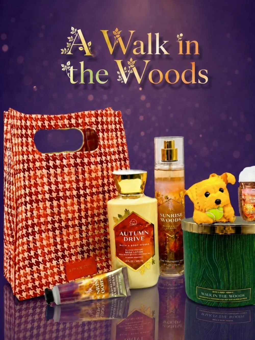 BBW Rare Walk in the Woods 3-Wick + Sunrise Woods Fall Set 7 Pc